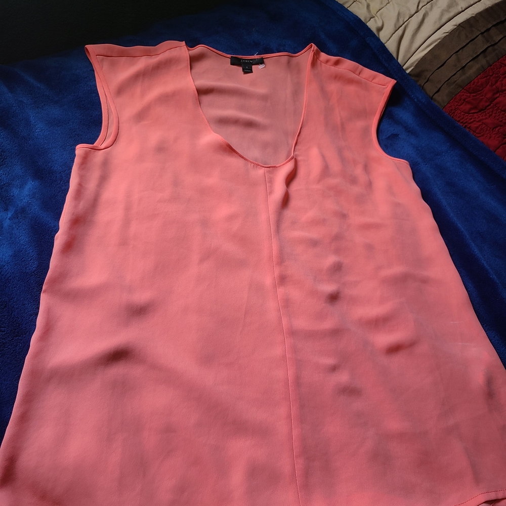 J. Crew Vibrant Coral Sleeveless Blouse Size 2